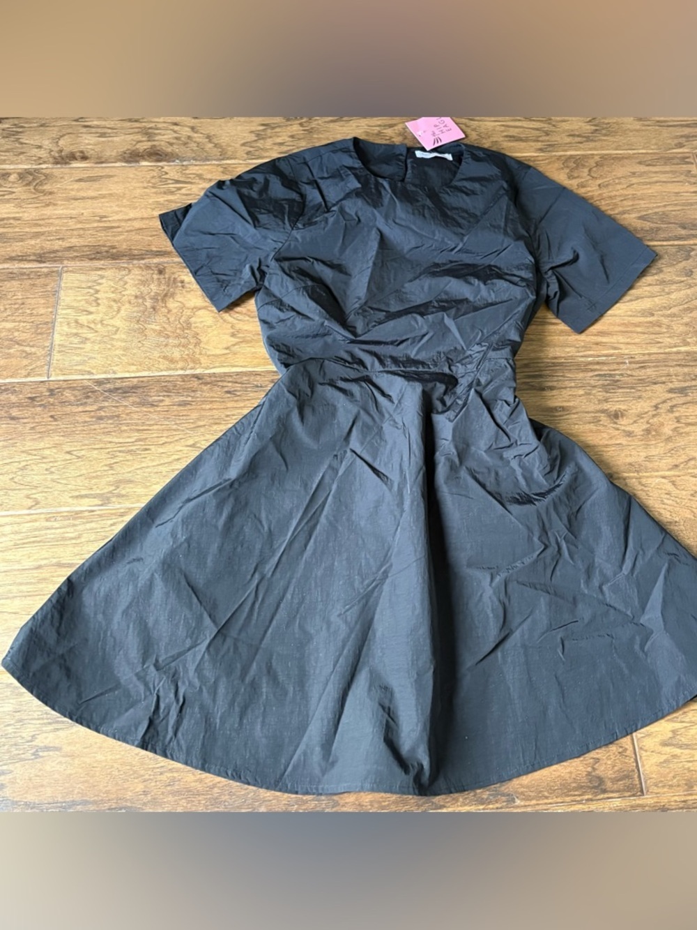 Classic Black Midi Fit-and-Flare Dress with open back NWT!